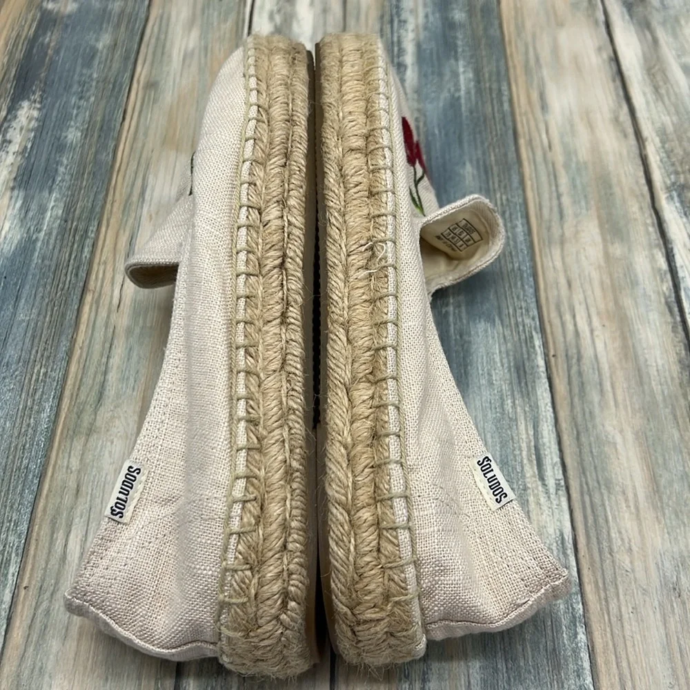 Soludos Cream Espadrilles with Red Cherry Motif